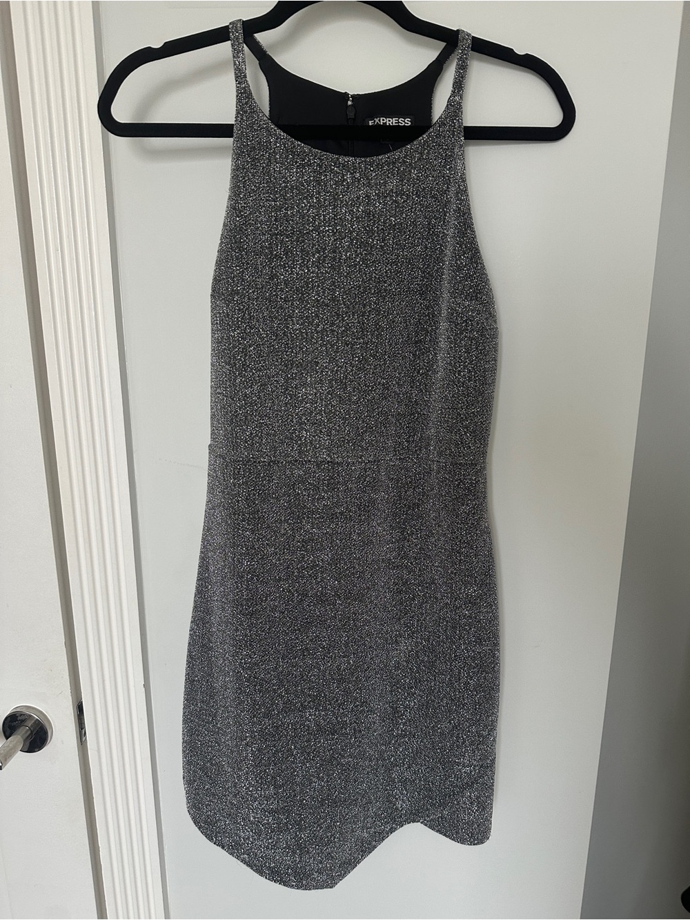 Express Silver Sparkle Mini Dress